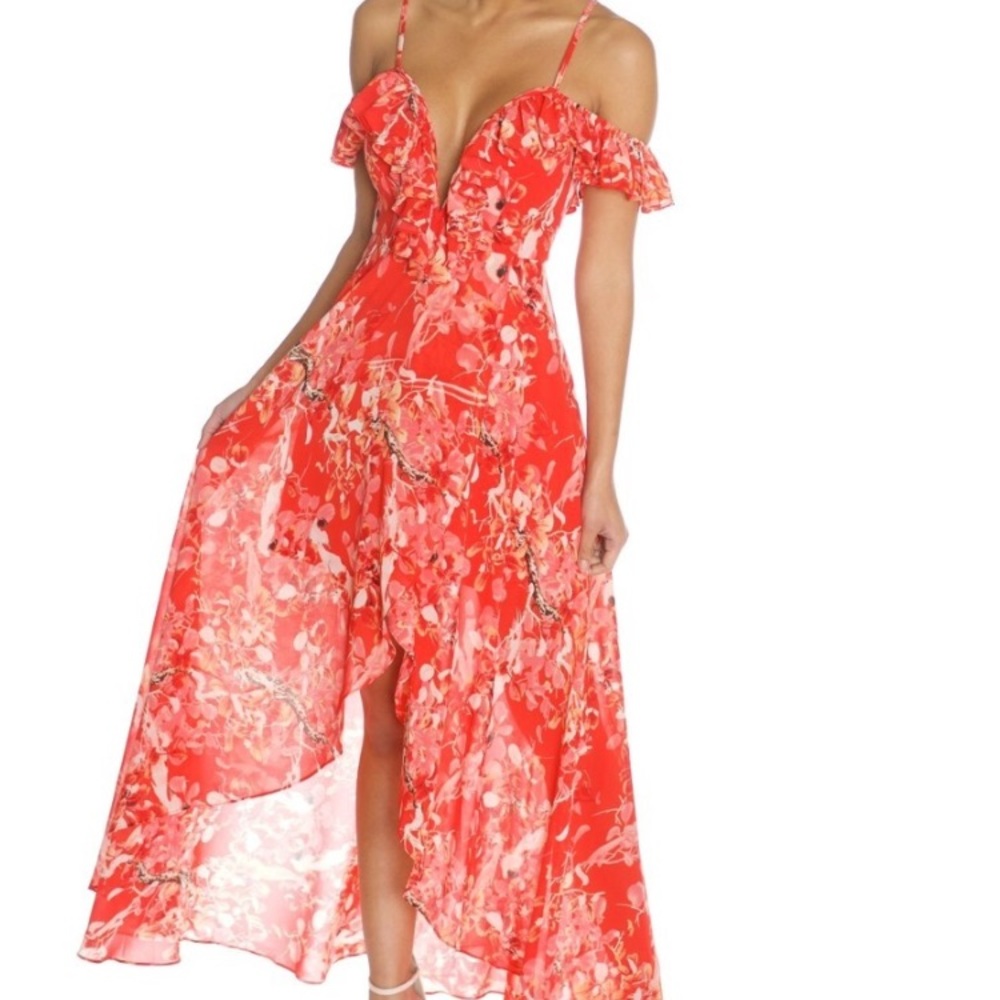 Red floral dress